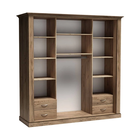 Szafa przesuwna z lustrem Antica 211 cm dąb craft złoty funkcjonalny mebel w stylu klasycznym idealna szafa do sypialni lub garderoby