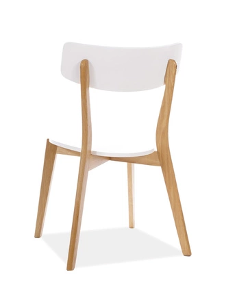 Krzesło drewniane Mosso 43x41 cm dąb / białe designerskie krzesło do kuchni oraz jadalni w stylu skandynawskim