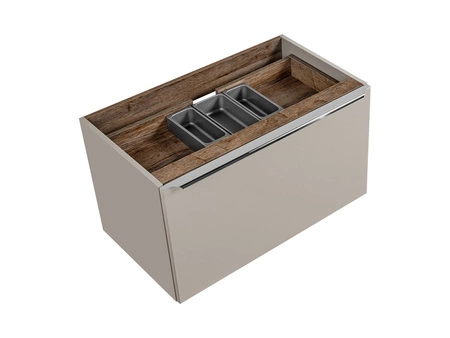 Szafka pod umywalkę nablatową Santa Fe 80 cm szary krzemowy funkcjonalna szafka z szufladami praktyczny organizer uchwyt krawędziowy