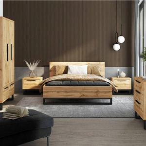 Zestaw mebli do sypialni Halle S dąb wotan uniwersalna kolorystyka komplet mebli do sypialni o ciekawej stylistyce styl loftowy