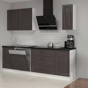 Zestaw mebli kuchennych Silver 230 cm szafki doskonale prezentują się we wnętrzach skandynawskich klasycznych oraz nowoczesnych