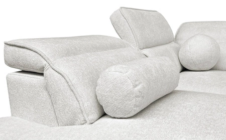 Narożnik z funkcją spania Viano VII szary lewostronny modny i stylowy narożnik z regulowanymi zagłówkami ozdobne poduszki