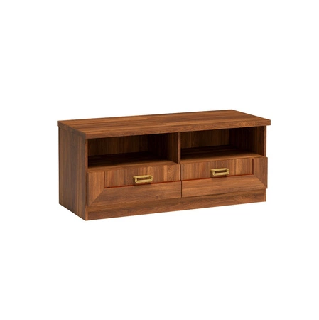 Szafka RTV Tade 118 cm dąb stuletni gustowny styl idealna szafka pod telewizor z szufladami do salonu lub pokoju dziennego metalowe uchwyty