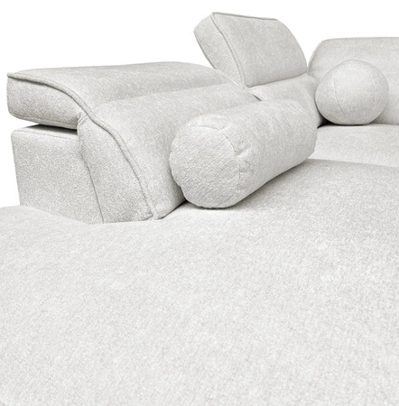 Narożnik z funkcją spania Viano VII zielony lewostronny modny i stylowy narożnik z regulowanymi zagłówkami ozdobne poduszki