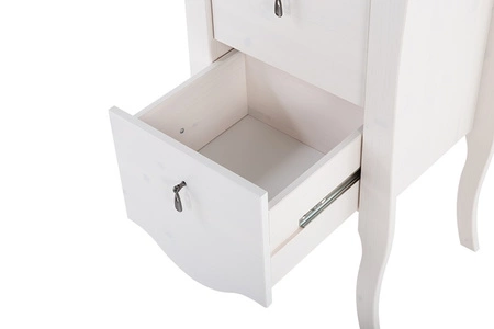 Zestaw mebli łazienkowych Elisabeth biały eleganckie drewniane szafki do łazienki stylowe wysokie nogi kontrastowe metalowe uchwyty