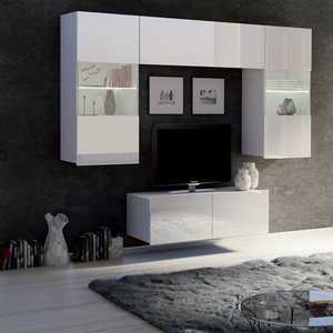 Meblościanka Apulia X biały połysk wyjątkowo stylowa meblościanka proste bryły wpisujące się w każde wnętrze