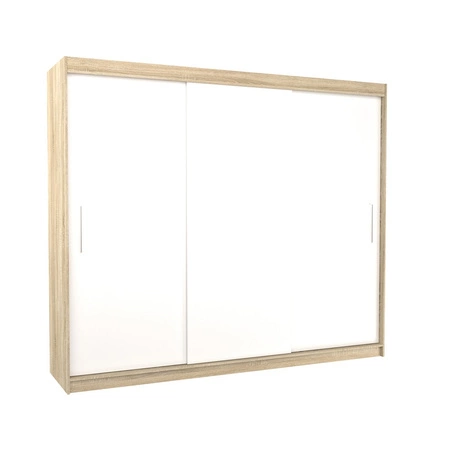 Szafa przesuwna Antos 250 cm dąb sonoma jasny / biały funkcjonalna szafa o uniwersalnym designie doskonała propozycja do przedpokoju