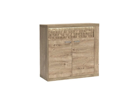 Komoda Natural 102 cm dąb ribbeck stylowa komoda z szufladą ozdobiona listwą z drewna sosnowego dyskretne oświetlenie ledowe