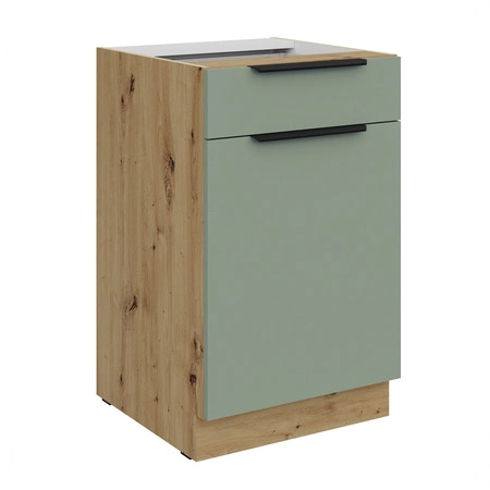 Szafka kuchenna stojąca z szufladą i półką Treviso Ar 50 D 1F 1S BB fronty szafki kuchennej wykończone w technologii anti fingerprint