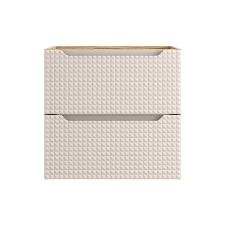 Zestaw mebli łazienkowych Luxor dąb olejowany / beżowy designerskie szafki łazienkowe oryginalne trójwymiarowe ryflowania na frontach