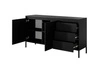 Zestaw mebli Sesti czarny nowoczesny i oryginalny design meblościanki ciekawe zestawienie ryflowania z gładkimi frontami push to open