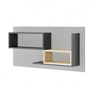 Półka Pok 120 cm grafit / szary / buk ibsen oryginalny i praktyczny panel ścienny z półkami o charakterystycznej konstrukcji