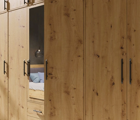 Szafa Caspe 50 cm dąb artisan nowoczesny design wykończenie ABS oraz czarne uchwyty