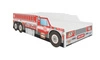 Łóżko Fire Truck 80x160 cm designerskie łóżko z materacem w kształcie samochodu z ozdobnym nadrukiem wykonane z solidnych materiałów