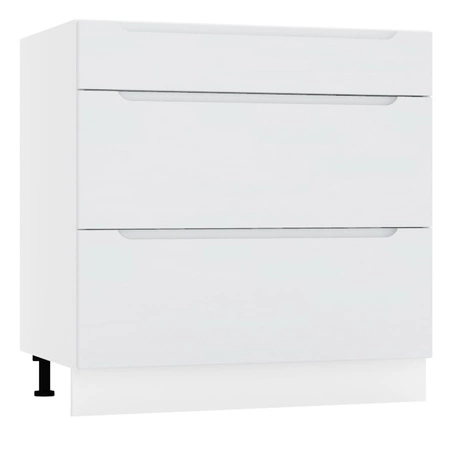 Szafka kuchenna stojąca z szufladami Zova D80 S/3 biały / jasny szary pojemna szafka odporna na uszkodzenia frezowane uchwyty