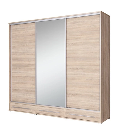 Szafa przesuwna Hajfa 255 cm dąb sonoma nowoczesny design szafy z lustrem korpus wykonany z płyty o grubości 22mm