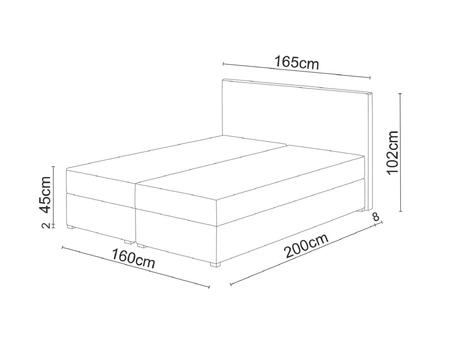 Łóżko kontynentalne Flint 160x200 szary w nowoczesnym skandynawskim stylu z pikowanym wezgłowiem