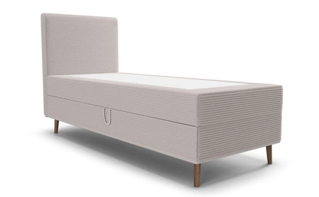 Łóżko kontynentalne Totti 80x200 kość słoniowa stylowe łóżko z pojemnikiem na pościel trójwymiarowa tkanina o wyrazistych prążkach