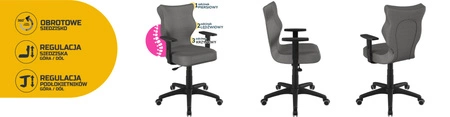 Krzesło do biurka Duo ciemny szary dopasowane do wzrostu 146-176,5 cm ergonomiczne siedzisko regulowane podłokietniki odporna tkanina
