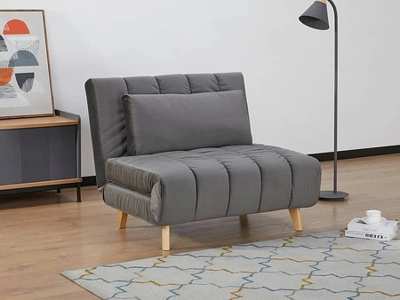 Fotel rozkładany Billy szary prosty i nowoczesny design wpisujący się w każdą aranżację bukowe nogi