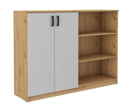 Komoda Makana 158 cm dąb artisan / jasny szary funkcjonalny mebel do biura gabinetu lub pokoju młodzieżowego