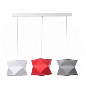 Lampa wisząca potrójna Quasar designerska lampa sufitowa do salonu z kolorowymi abażurami i białą metalową podstawą