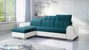 Narożnik z funkcją spania Luigi turkusowy / biały lewostronny narożnik z dwoma pojemnikami na pościel tkanina o ciekawej strukturze
