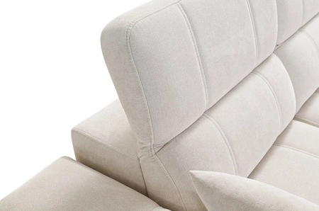 Narożnik z funkcją spania Penejos IV Lux kremowy lewostronny stylowy narożnik rozkładany z komfortowym wysuwanym podnóżkiem