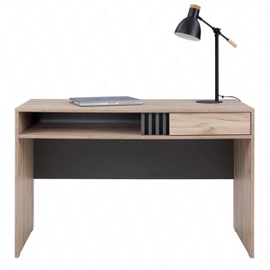 Biurko z szufladą Estan 120 cm dąb estana jasny / antracyt nowoczesny design mebla obrzeża biurka wykończone zostały specjalną okleiną