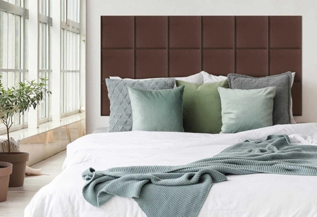 Panel tapicerowany Quadra 40x40 cm brązowy stylowy panel ścienny kwadrat welurowa tkanina modne wykończenie każdej aranżacji