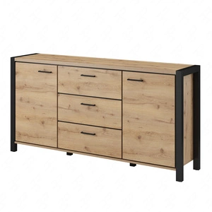 Komoda z szufladami Aktiv 180 cm dąb taurus / czarny stylowy design komody w stylu industrialnym czarne metalowe uchwyty