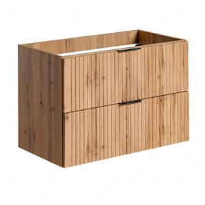 Szafka pod umywalkę Adeel 80 cm dąb wotan starannie wykonana szafka z szufladami odporna na działanie wilgoci ryflowane fronty