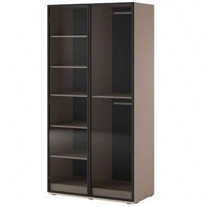 Szafa Sandbox 101 cm beżowa elegancka i funkcjonalna szafa z przeszklonymi frontami mebel z kolekcji szaf modułowych szkło antisol