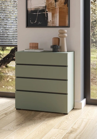 Komoda z szufladami Cross 80 cm zielona stylowy design komody do sypialni prosta forma w nowoczesnym wydaniu
