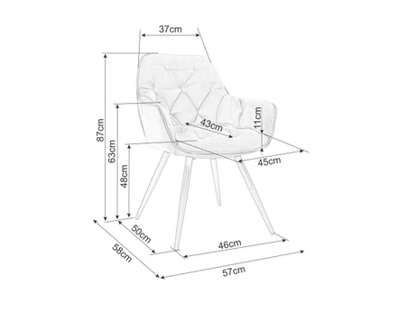 Krzesło tapicerowane Cherry Bjorn żółte nowoczesne oraz funkcjonalne krzesło kubełkowe z metalowymi nogami