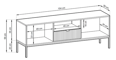 Szafka RTV Lovro 154 cm beżowa nowoczesny design zachwyci miłośników wyrazistych wnętrz złote metalowe dodatki