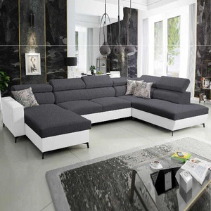 Narożnik z funkcją spania Savona VI grafitowy / biały lewostronny komfortowy narożnik do salonu z dwoma pojemnikami na pościel
