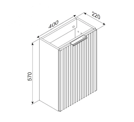 Szafka pod umywalkę Xilo 40 cm czarny / dąb wotan elegancka szafka do łazienki z ryflowanym frontem odporna na działanie wilgoci