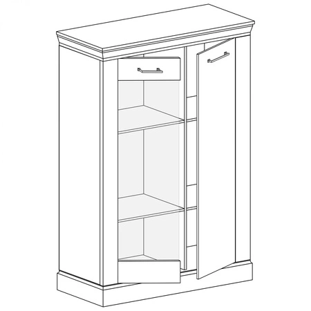 Witryna niska Antica 97 cm dąb craft złoty witryna do salonu o rustykalnym charakterze metalowe srebrne uchwyty