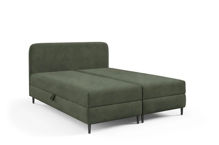 Łóżko kontynentalne Aberg 160x200 zielone nowoczesny minimalizm stylowe łózko do sypialni gładki zagłówek o zaokrąglonych rogach