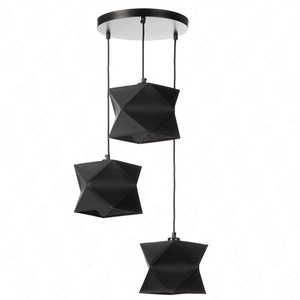 Lampa wisząca potrójna Quasar designerska czarna lampa sufitowa do salonu z bawełnianymi abażurami i metalową rozetą sufitową