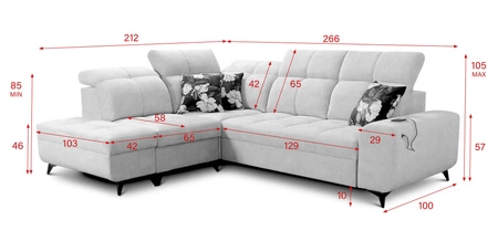 Narożnik z funkcją spania Buffalo VII miodowy lewostronny stylowy narożnik rozkładany z pojemnikami na pościel welurowa tkanina