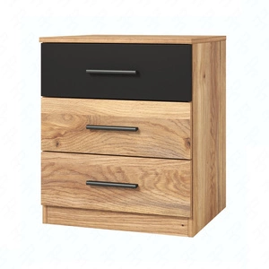 Szafka nocna Beta dąb mauvella / czarny z szufladami to funkcjonalny mebel w ponadczasowym designie idealna szafka nocna do sypialni