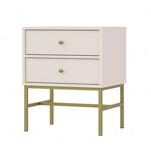 Szafka nocna Kioto III beżowa z szufladami idealna szafka do sypialni subtelne uchwyty metalowy stelaż