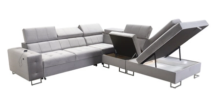 Narożnik z funkcją spania Hampton IX beżowy prawostronny stylowy i nowoczesny design narożnika idealny mebel do każdej aranżacji