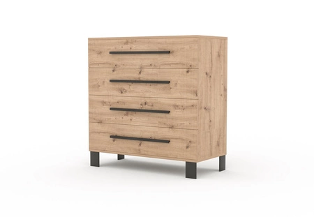 Komoda z szufladami Malen 92 cm dąb artisan doskonały mebel do przechowywania komoda o geometrycznym kształcie stylowe uchwyty