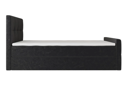 Łóżko kontynentalne Manhattan 100x200 grafitowe w nowoczesnym skandynawskim stylu z tapicerowanym zagłówkiem i zanóżkiem łóżko z pojemnikiem