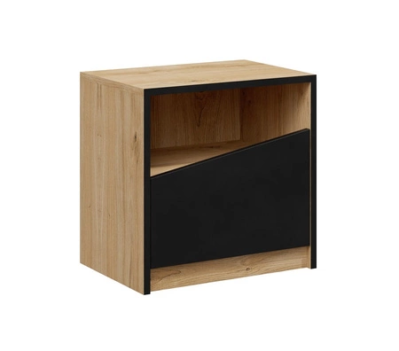 Zestaw mebli do sypialni Atson dąb odwieczny / czarny nowoczesny design komplet mebli do sypialni oryginalny kształt frontów mebli