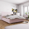 Łóżko tapicerowane Eljas 140x200 pudrowy róż z zagłówkiem w nowoczesnym stylu idealne do sypialni