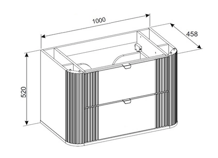 Szafka pod umywalkę Ovalia Cremona 100 cm dąb cremona elegancka szafka do łazienki o zaoblonym kształcie wyraziste pionowe ryflowania